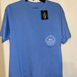 NWT Salt Life t-shirt. Deep baby blue . Size Med